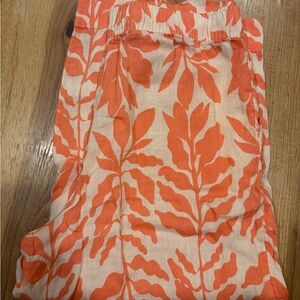 Rachel Zoe Coral Leaf Print Linen Pants